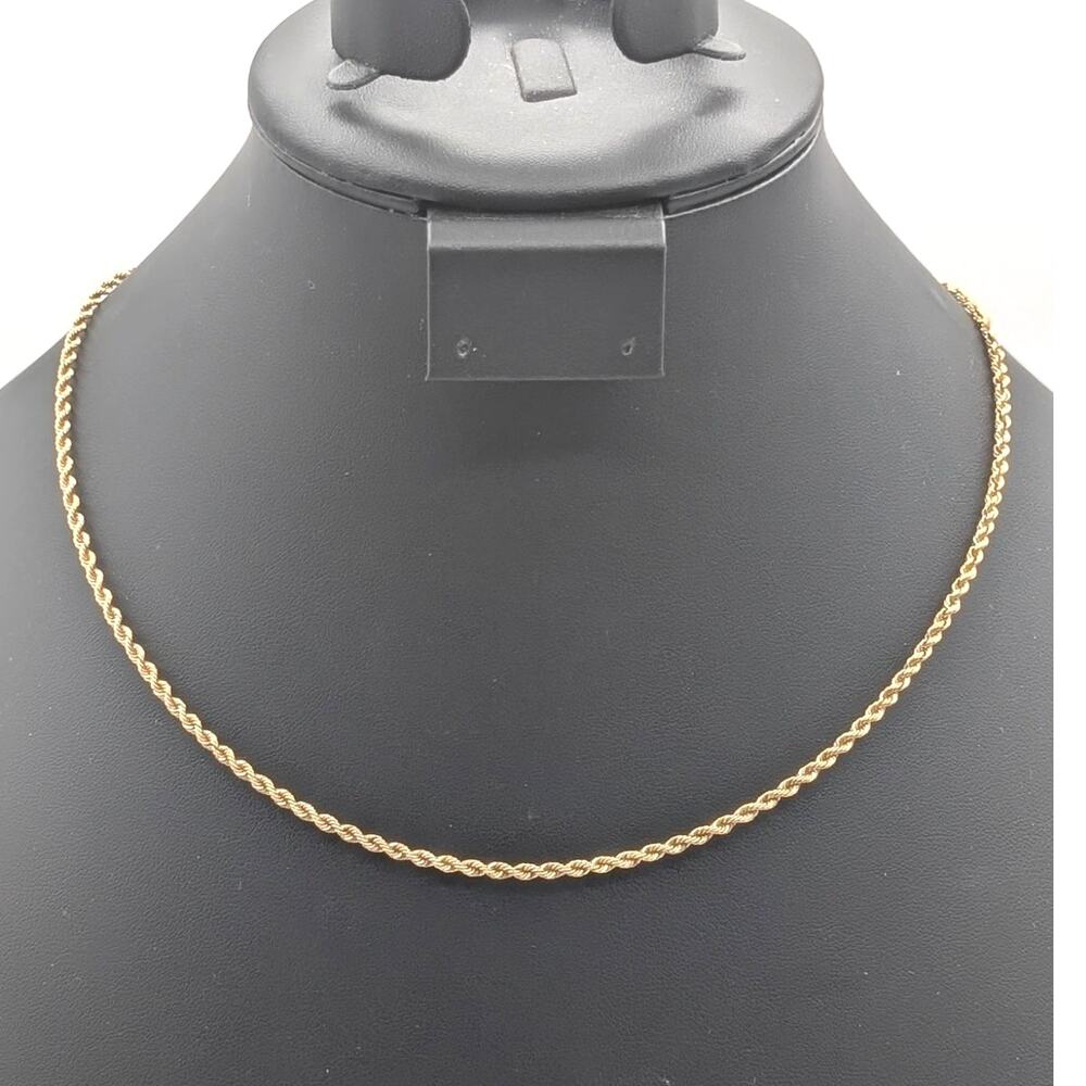 Vintage 14K Yellow Gold 18.5" Rope Chain Necklace Slide in Clasp w/ Safety 9.60g